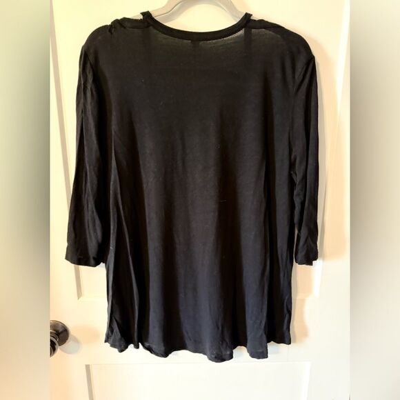 Splash Black 3/4 Sleeve Relaxed Tunic Blouse - Picture 4 of 5
